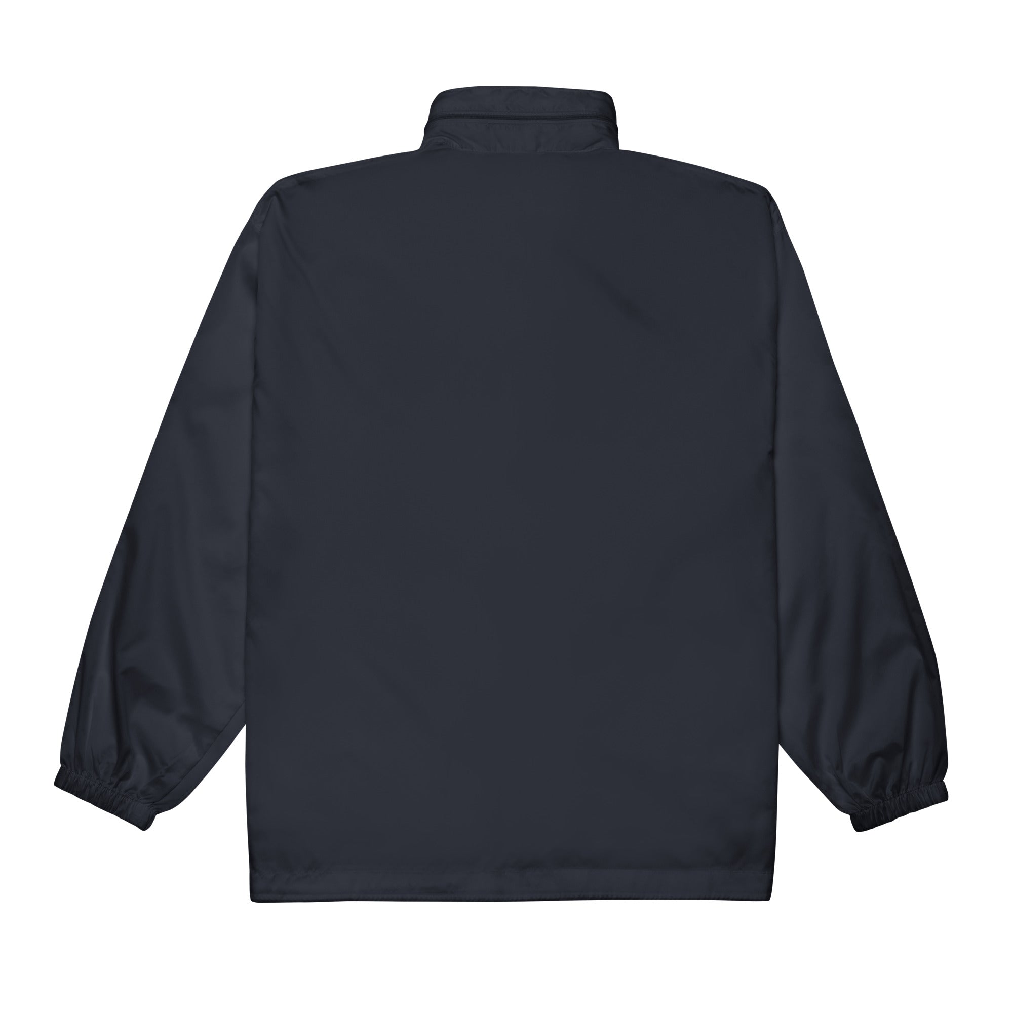 Black jacket shown from the back on a white background