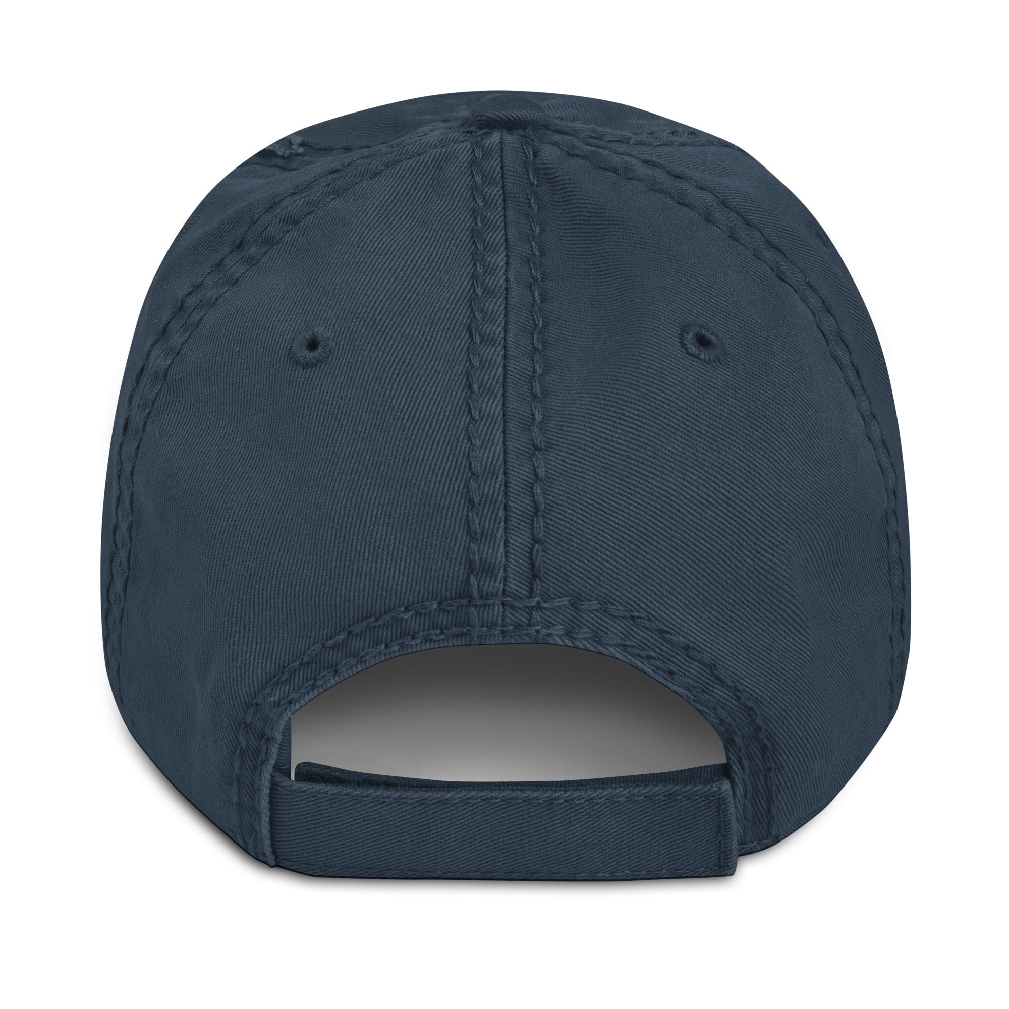 Navy blue cap back view on a white background